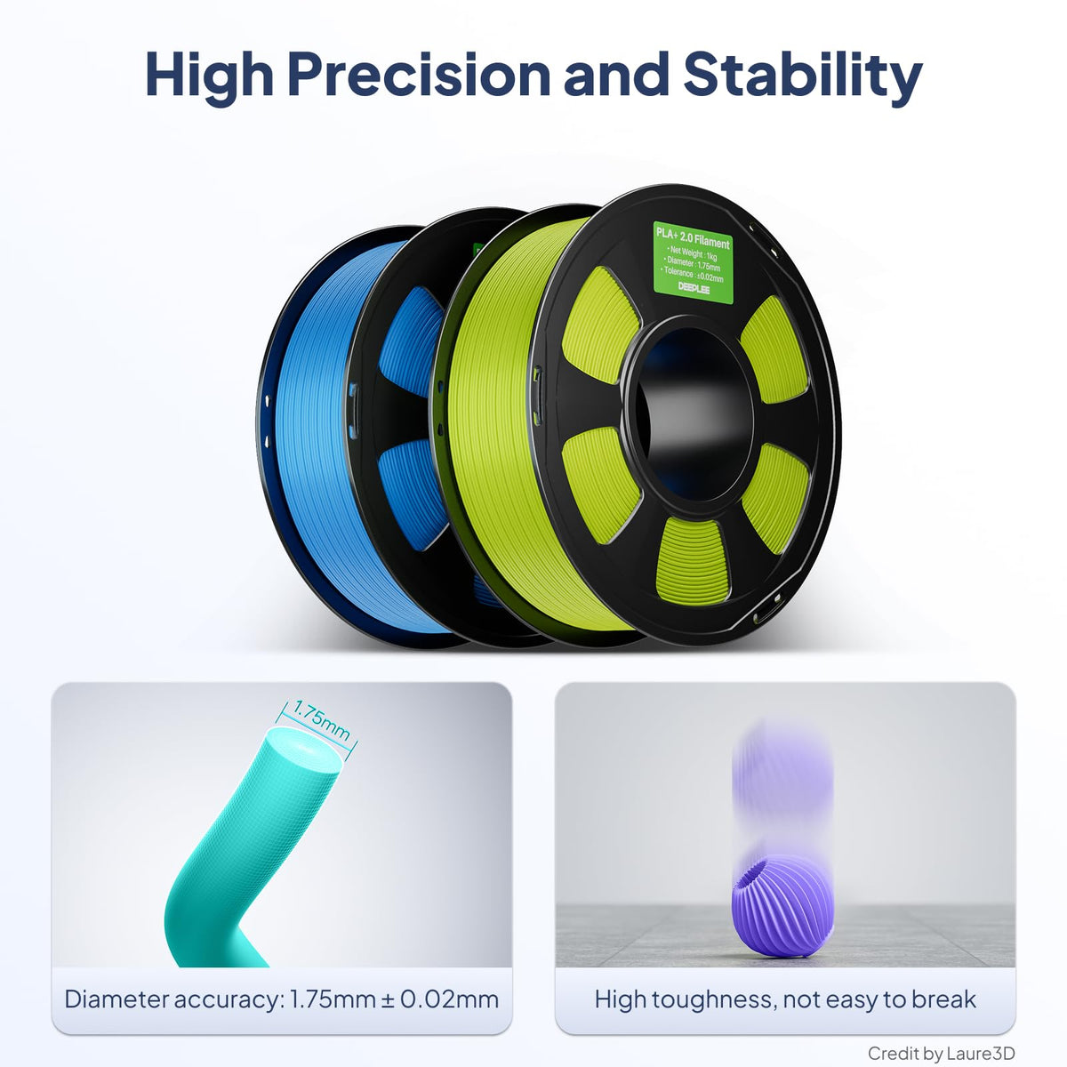 DEEPLEE PLA Plus 1.75mm Filament Beige/Brown 2KG Bundle