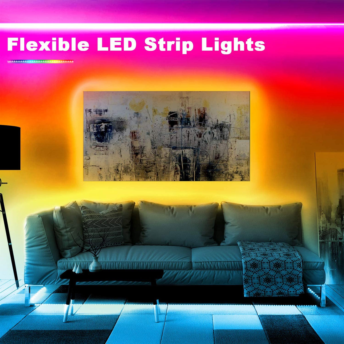 phopollo 5m RGB LED Strip Lights with Remote for Bedroom, Party.24V 5050 RGB, 44-Key Remote, Flexible Adhesive, Bedroom/Party Use