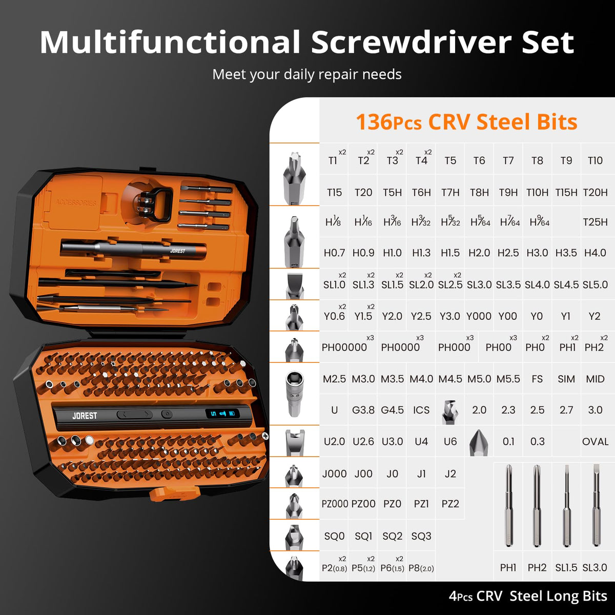 JOREST Precision Screwdriver Set, Small Screwdriver with Torx T5 T6 T8 T9, Triwing Y00, Star P5, Mini Repair Tool Kit for Laptop, Switch, PS5,Xbox, MacBook, iPhone, Ring Doorbell, Watch, Glasses