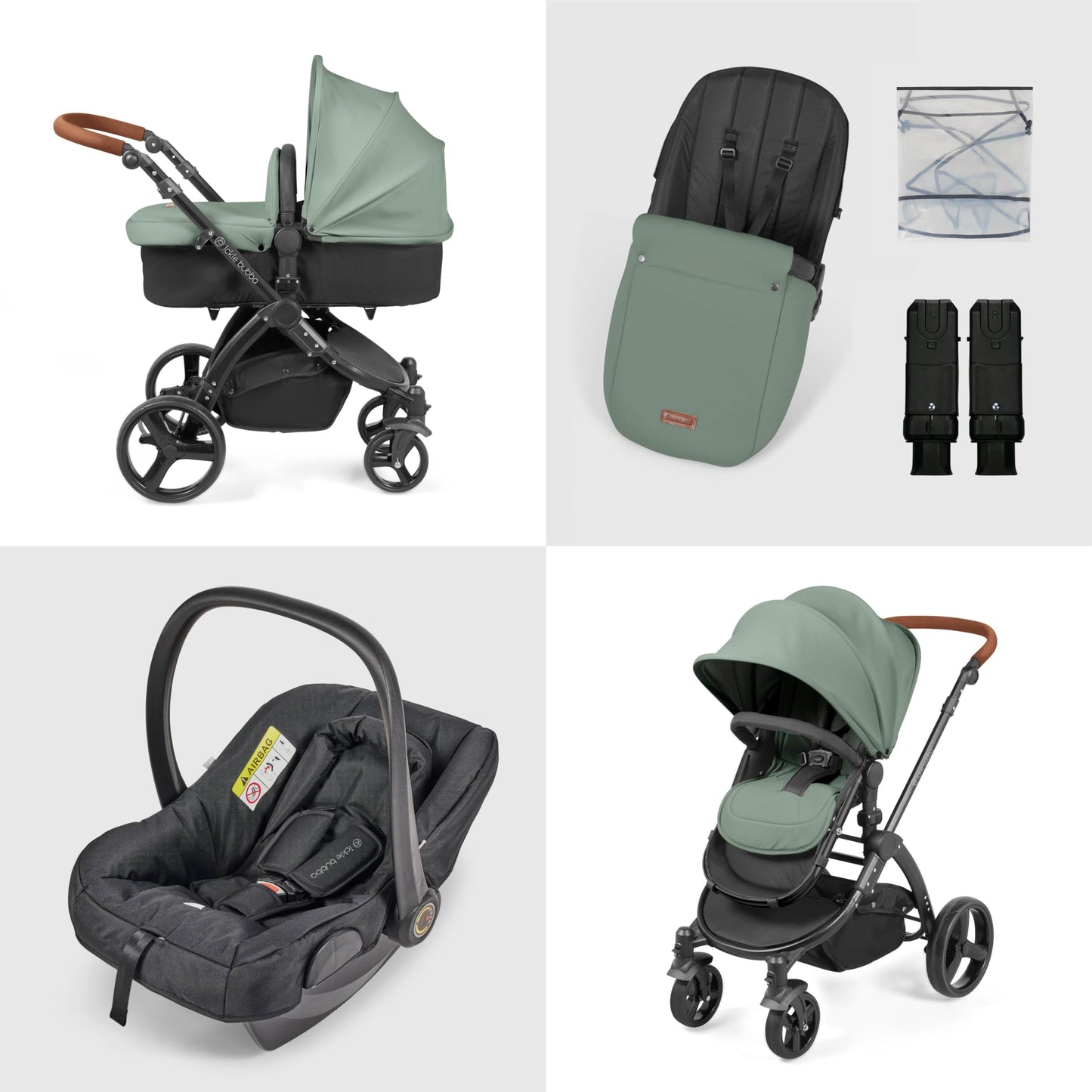 Stomp Urban 3 in 1 Travel System Pushchair with Astral Car Seat and Accessories (Charcoal Grey) – Birth to 22kgs (Approx. 4 Years), Lightweight City Stroller with UPF 50+ Hood and Rain Cover