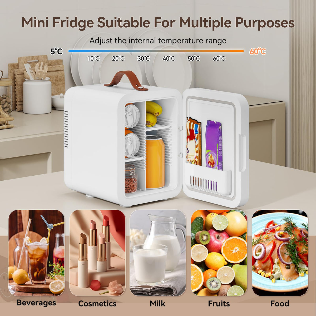 4 Liter Mini Fridge for Bedrooms, Portable Beauty Refrigerator