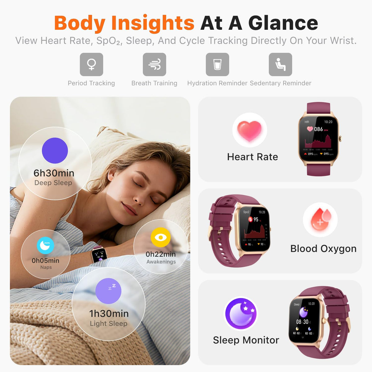 Smart Watch for Women Men - Answer/Make Call, Fitness Tracker Smartwatch for Android iPhone Compatible, Sleep Female Cycle, 120+ Sports Modes Step Counter (Blue, 2 Straps)