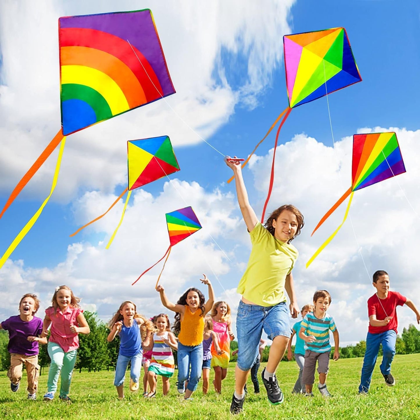 Kites for Kids & Adults, Rainbow Kite Delta Kites for Kids Age 4-8 8-12, Easy to Fly for Beginners,