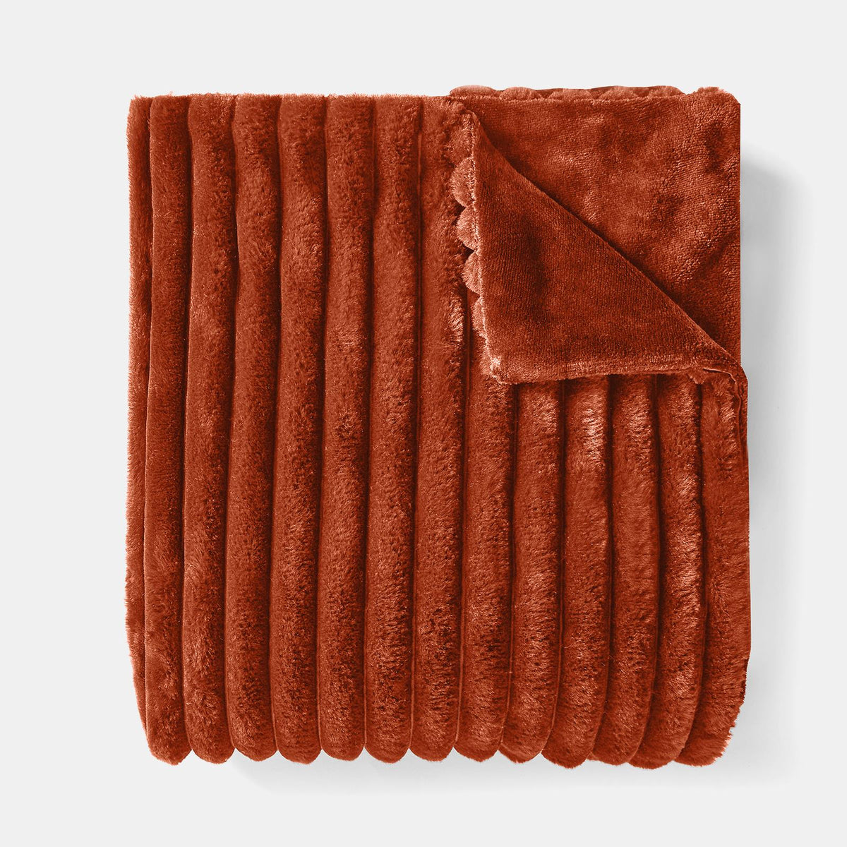 OHS Faux Fur Ribbed Fleece Throw Over Bed Blanket Warm Supersoft