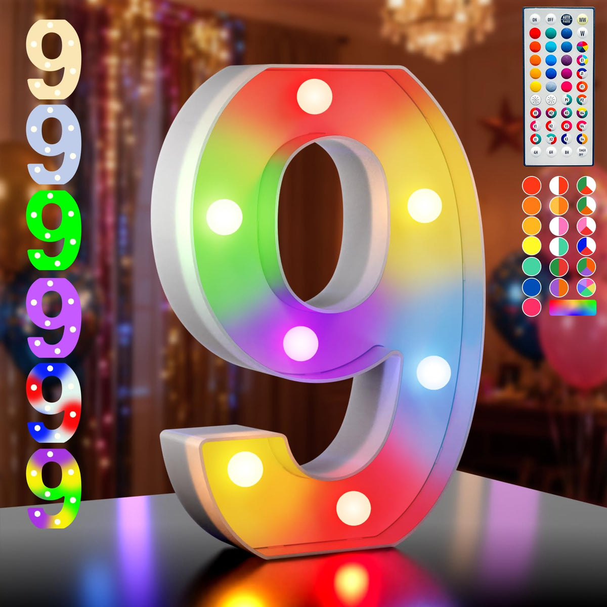Ledido Pink Glitter Light Up Number 80 for 80th Birthday Decorations