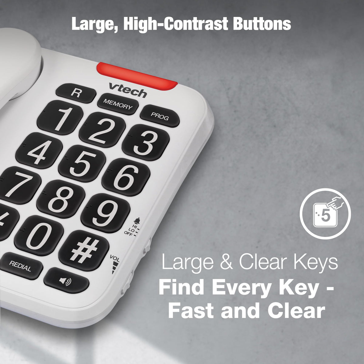 VTech CD1100 Trimstyle Corded Home Phone.No AC Power Required,Landline Phone with last number redial key,ringer control,receiver volume control,recall key,hearing aid compatible,table&wall mountable