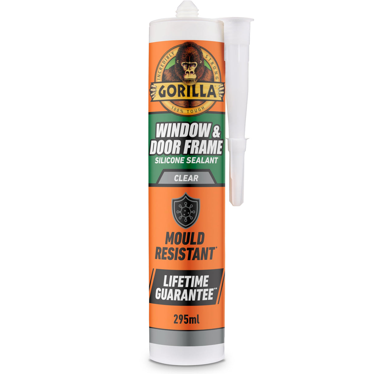 Gorilla Kitchen & Bathroom White Silicone Sealant, 295ml – Mould Resistant, 100% Waterproof Sealant, Shower Ready in 30 Minutes, Shrink & Crack Proof | Use on Showers, Baths, Sinks, Toilets & More