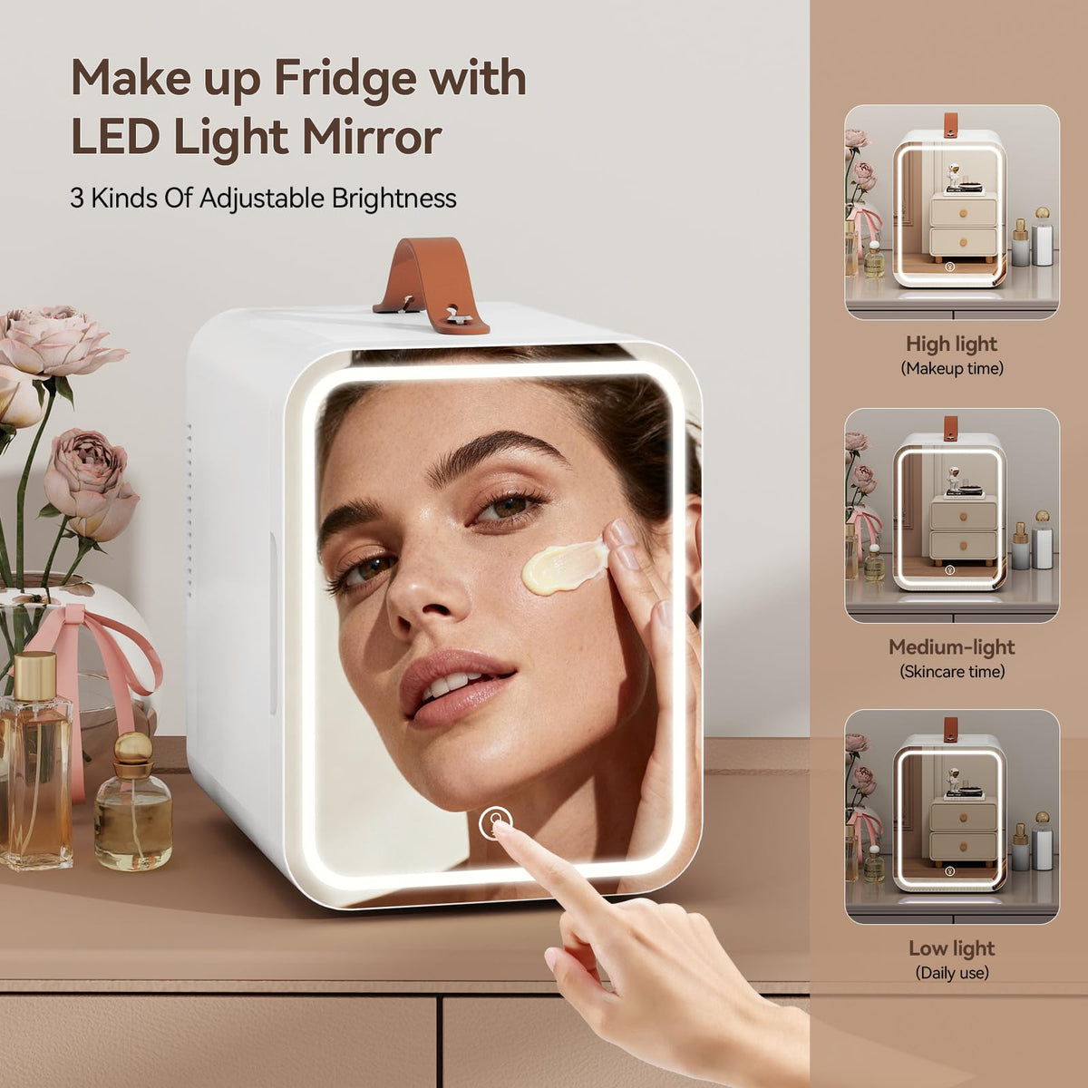 4 Liter Mini Fridge for Bedrooms, Portable Beauty Refrigerator