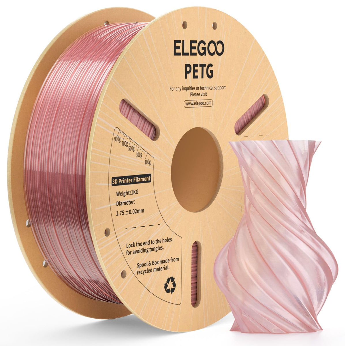 ELEGOO Rapid PETG 3D Printer Filament 1.75mm Black 1KG