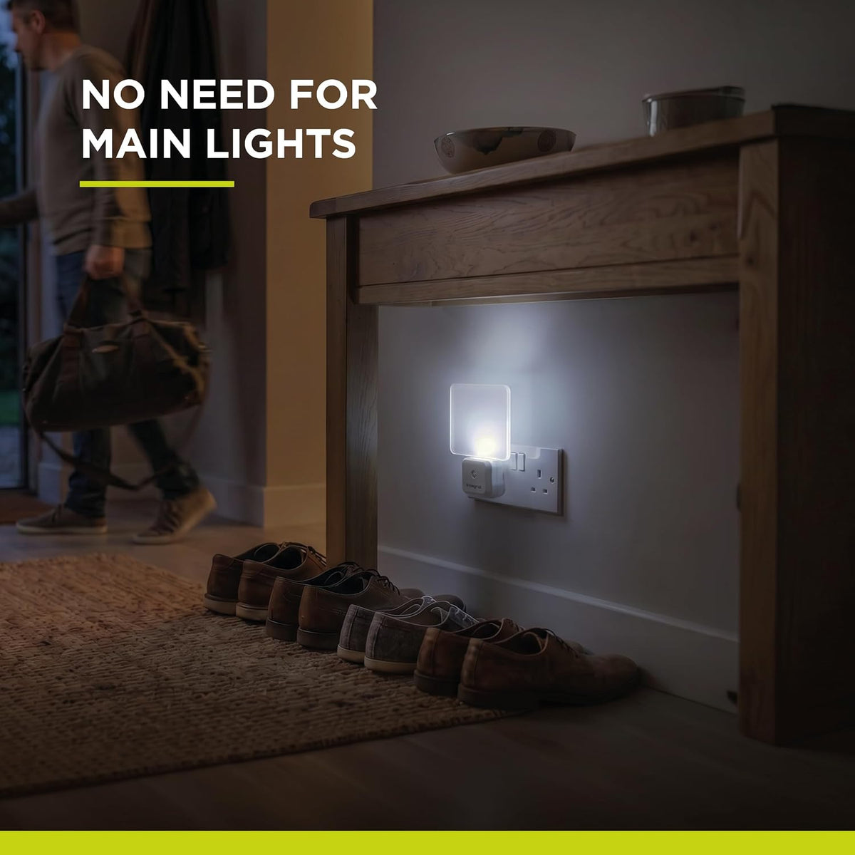 Integral LED Plug-in Night Light with Dusk-to-Dawn Sensor | Auto On/Off | Soft Light | Transparent | Ideal for Bedrooms, Hallways, Stairs, Landings, Children’s Nursery