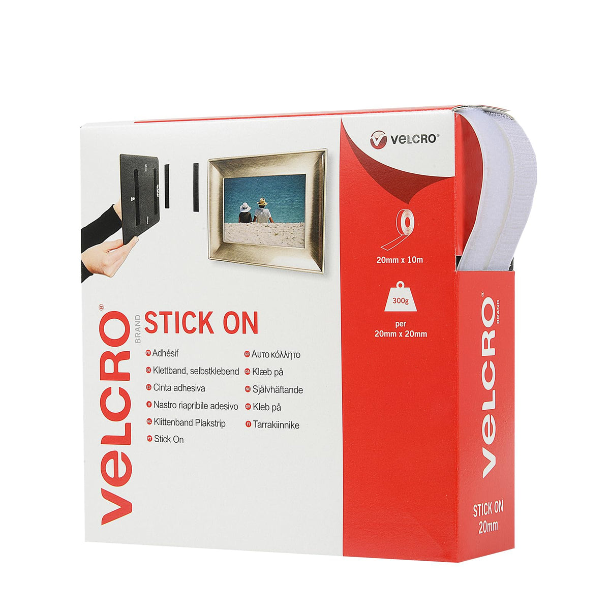 VELCRO Brand VEL60210 - Stick On Hook and Loop Fasteners | Perfect for Home or Office | 20mm x 1m Tape | White