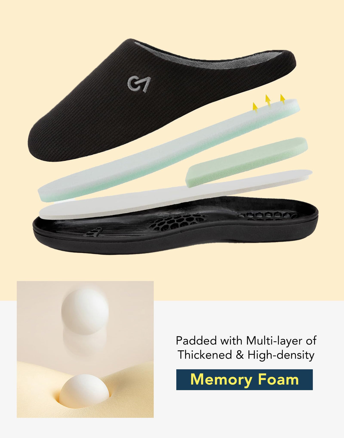 VeraCosy Men's Two-Tone Memory Foam Slippers