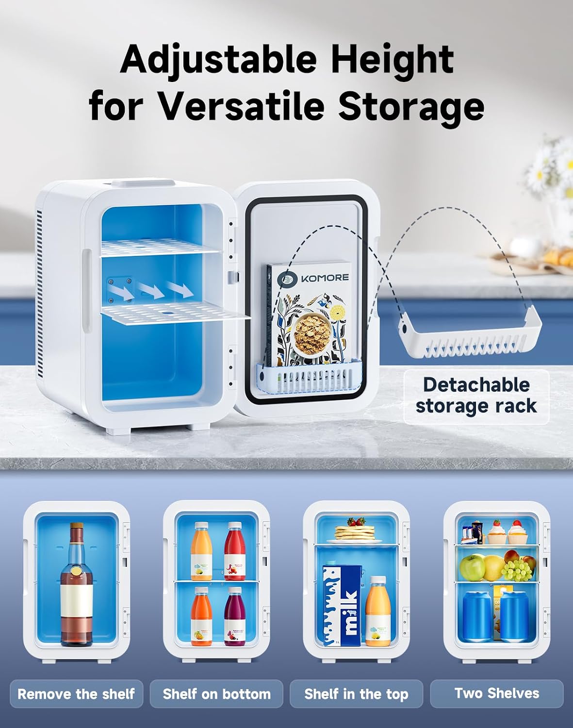 Mini Fridge, Portable Small Fridge, Cooler & Warmer, 18L, White