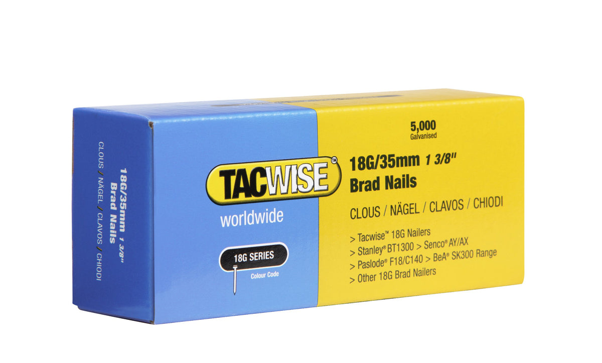 Tacwise 0401 Galvanised Brad Nails Type 18G / 50 mm, Pack of 5000