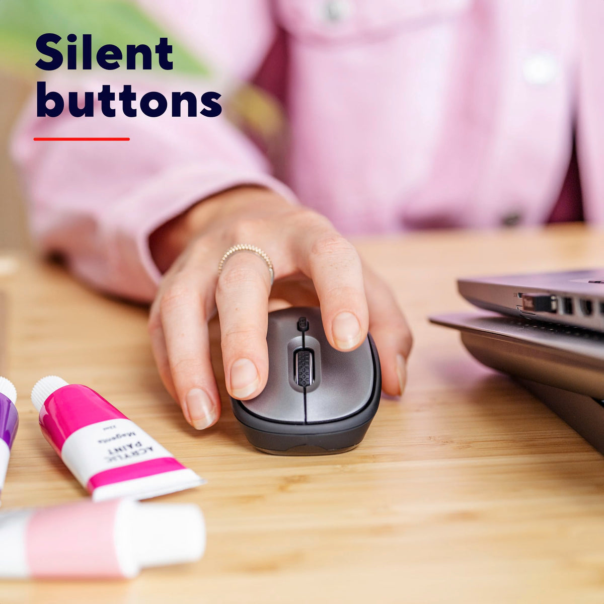 Trust Yvi FX Wireless Mouse with LED Illumination, USB Micro Receiver, RF 2.4 GHz, 800/1600 DPI, Ambidextrous, 8 m Range, Computer Mouse for Laptop, PC and Mac - Pink