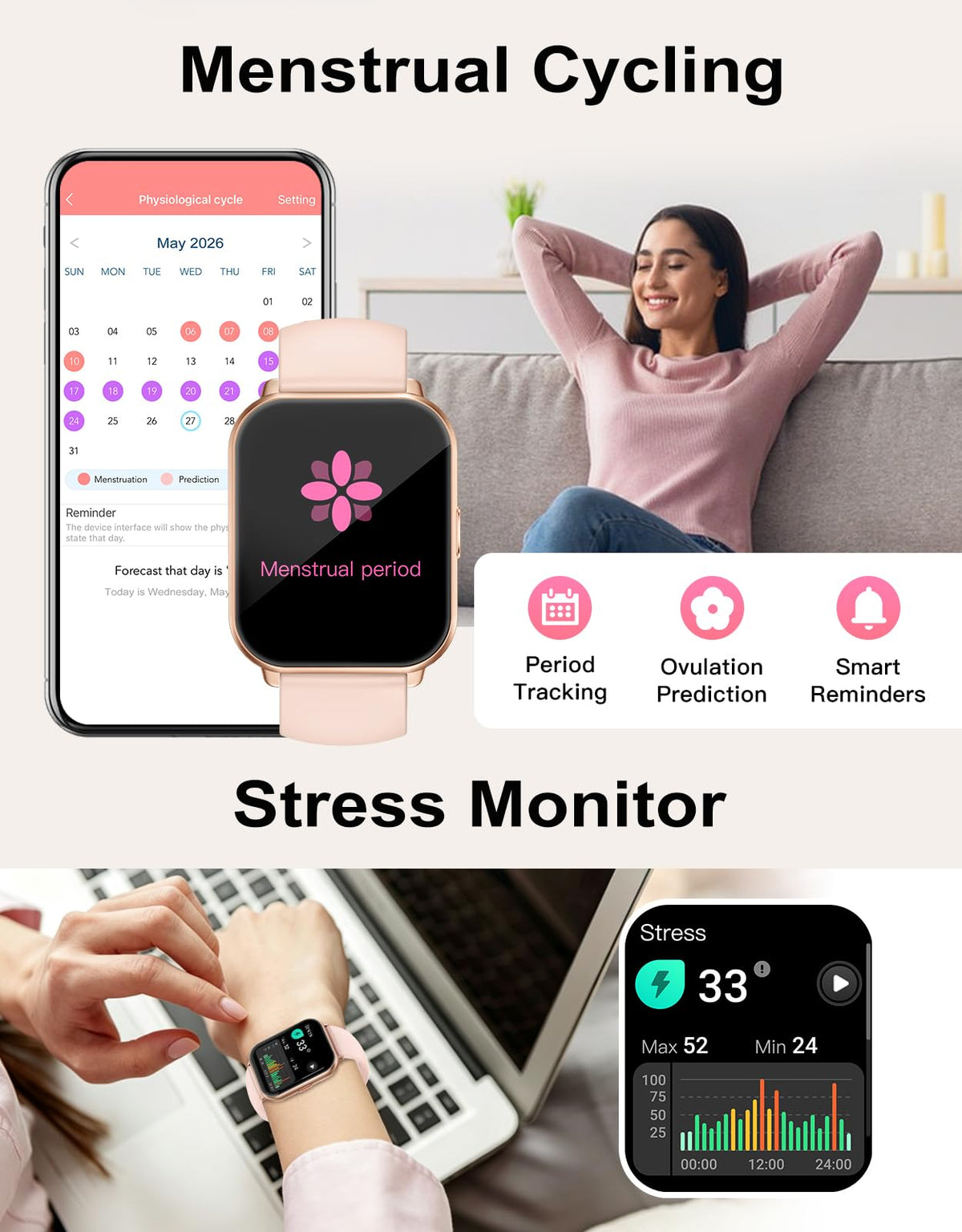 RUIMEN Smart Watch Answer Dial Call,Smart Watches for Women Men 1.85" HD Screen Fitness watch with SpO2 Heart Rate Sleep Monitor Step Counter Waterproof 100+ Sports Mode for Android iOS (2 Bands)