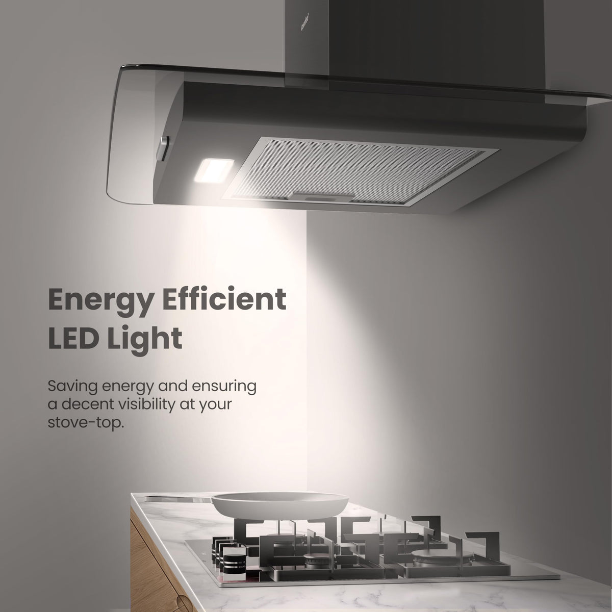 COMFEE' 60cm Cooker Hood, Glass Extractor Hood, Stainless Steel
