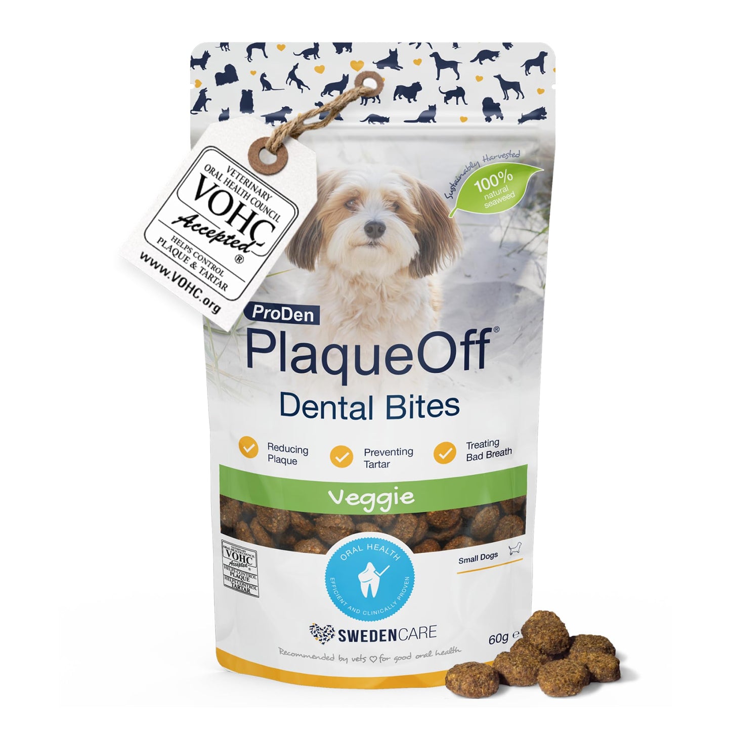 ProDen PlaqueOff Powder for Dogs & Cats, Tartar & Bad Breath Remover 100% Natural Teeth Cleaner and Plaque Remover 60 g