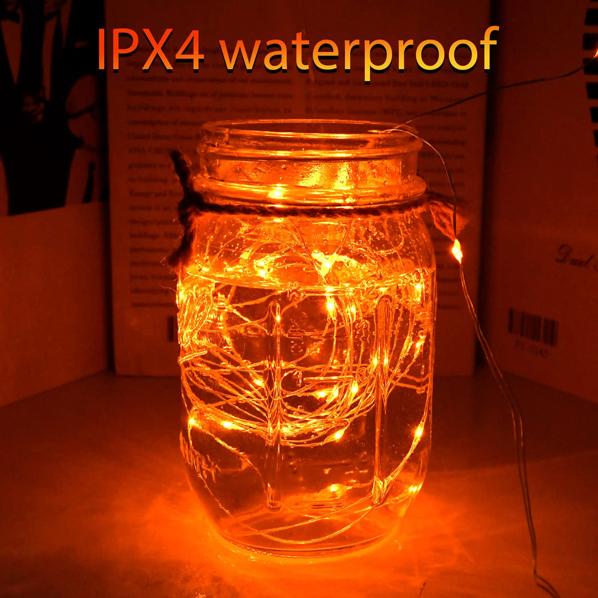 Dalugo Orange Fairy Lights, 3M/10ft Amber Fairy Lights, 30 LED Halloween Battery Lights for Autumn Halloween Christmas Decorations, Fireplace, Home Decor