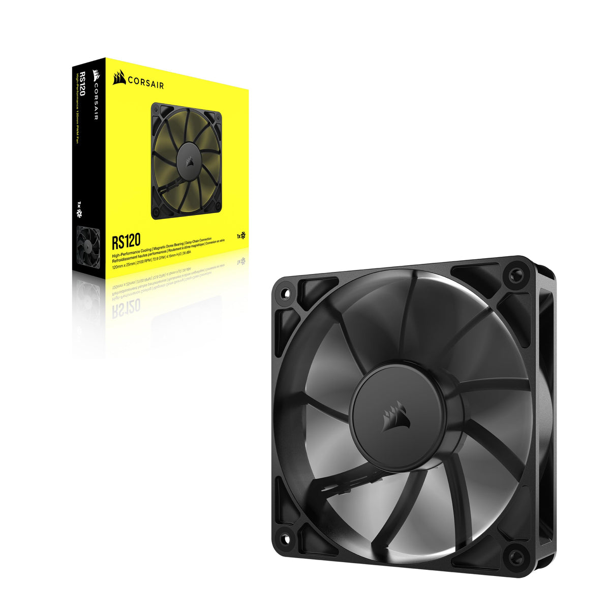 CORSAIR RS120 ARGB 120mm PWM Fans – Daisy-Chain Connection – Low-Noise – Magnetic Dome Bearing – Triple Pack – White