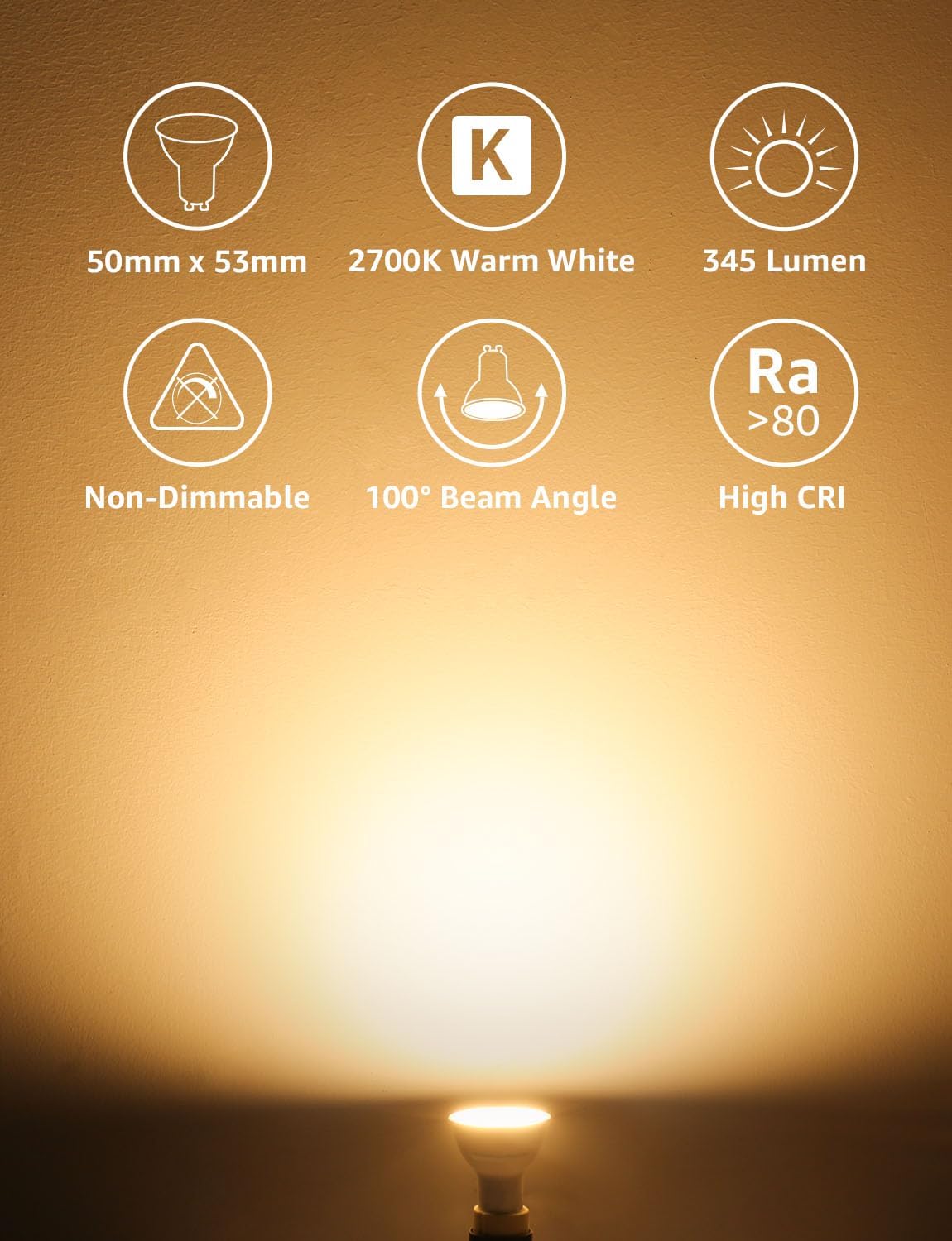 Lepro GU10 LED Bulbs, Warm White 2700K, 4.5W, 50W Equivalent, Pack of 5