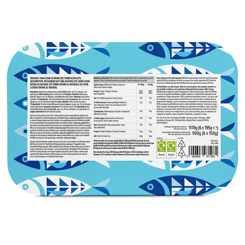 by Amazon MSC Skipjack Tuna Chunks in Spring Water, 4x145g