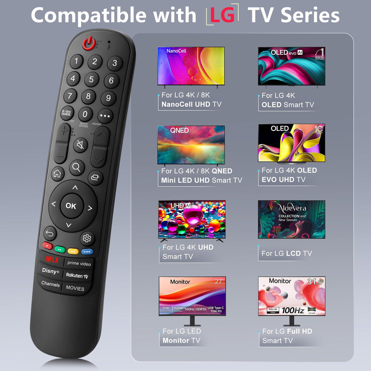 Universal-for-Samsung-Smart-TV-Remote, for Samsung Curved Qled Frame 4K TV