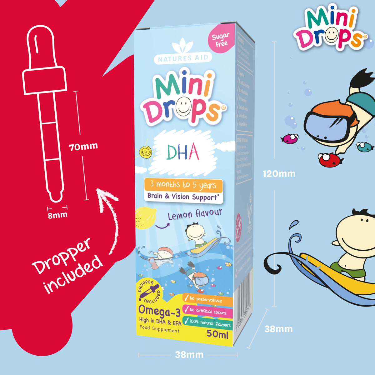 Natures Aid Mini Drops Multi-Vitamin for Babies, Kids & Children 50ml
