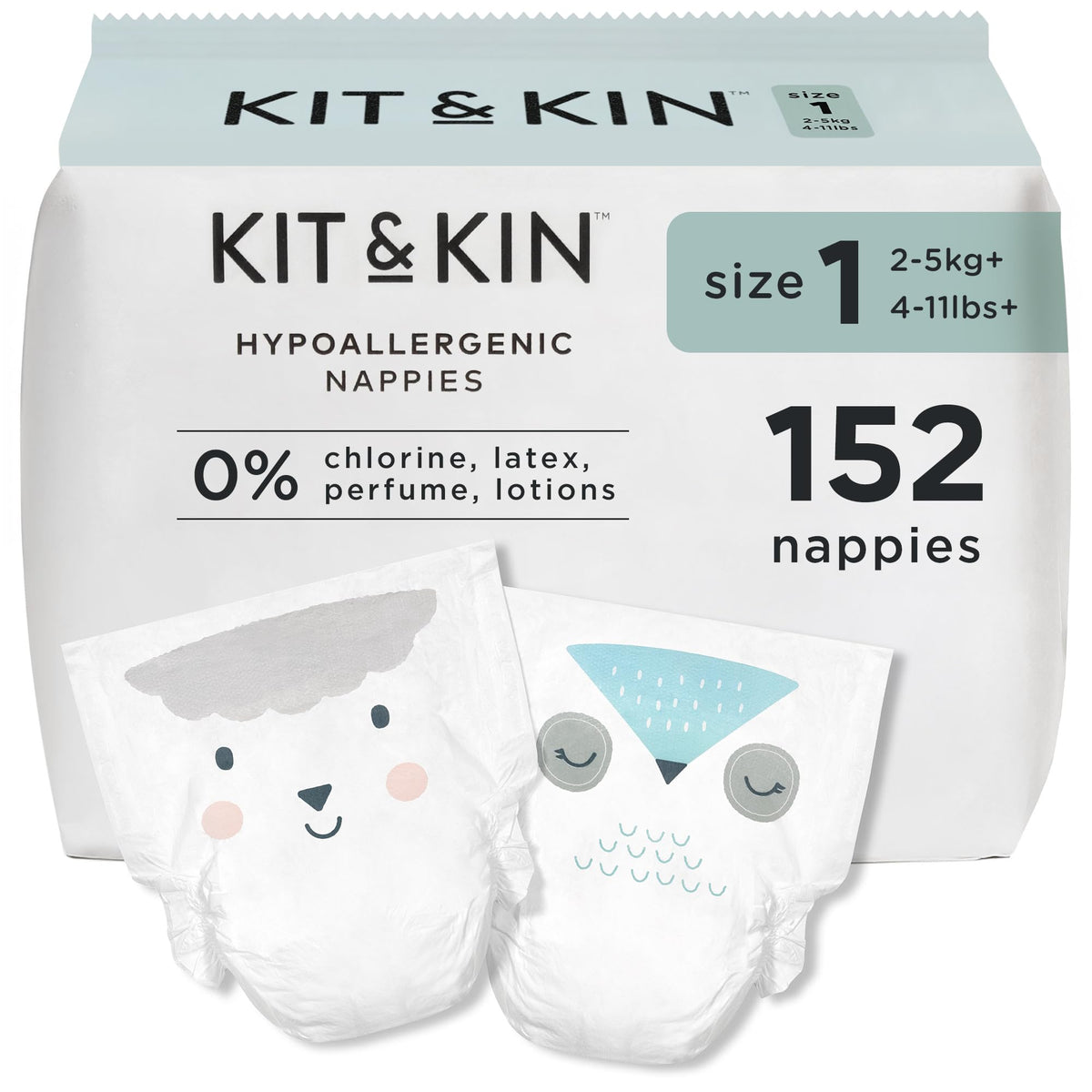Kit & Kin Premium Baby Nappies Size 4 | 9-14 kgs / 20-31 lbs | Pack of 256 Nappies | Plant-Based Materials On Baby's Skin | Hypoallergenic | Superior up to 12 Hour Leak Protection