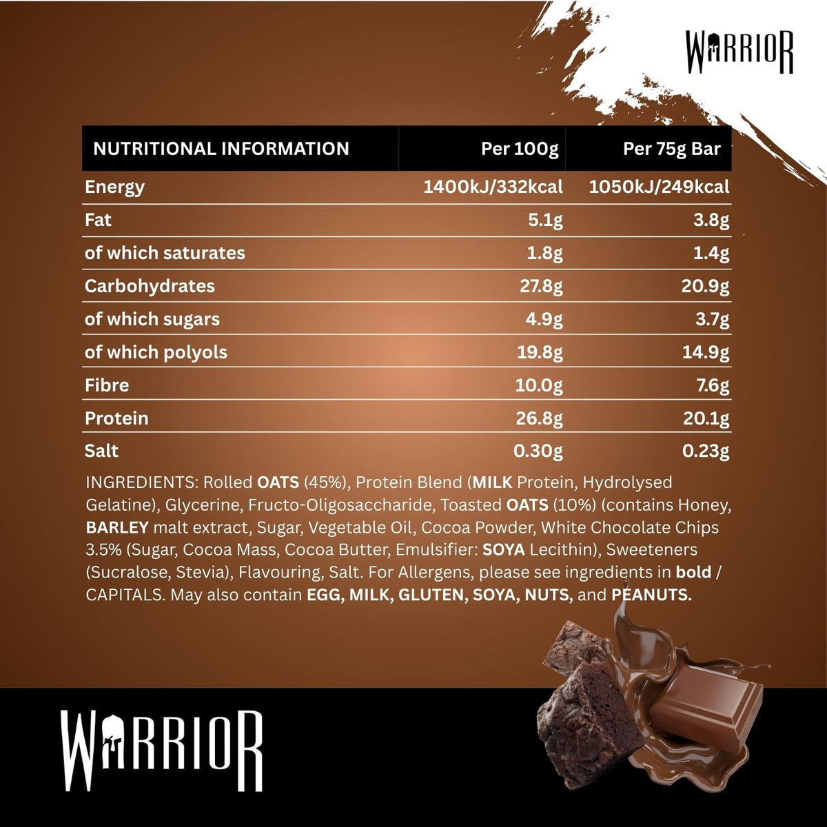Warrior RAW Protein Bars 12 x 75g High Protein Oat Flapjack Snack