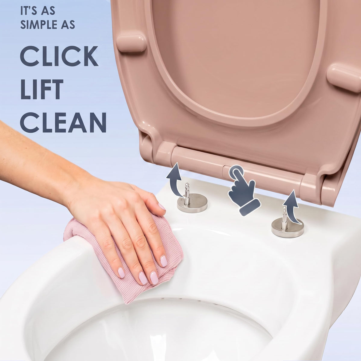 AQUALONA® Premium Thermoplastic Toilet Seat Soft Close Hardwearing Seat with Two Button Hinge Release D Shaped Easy to Clean Simple Installation Top and Bottom Fittings (White - D Shape)