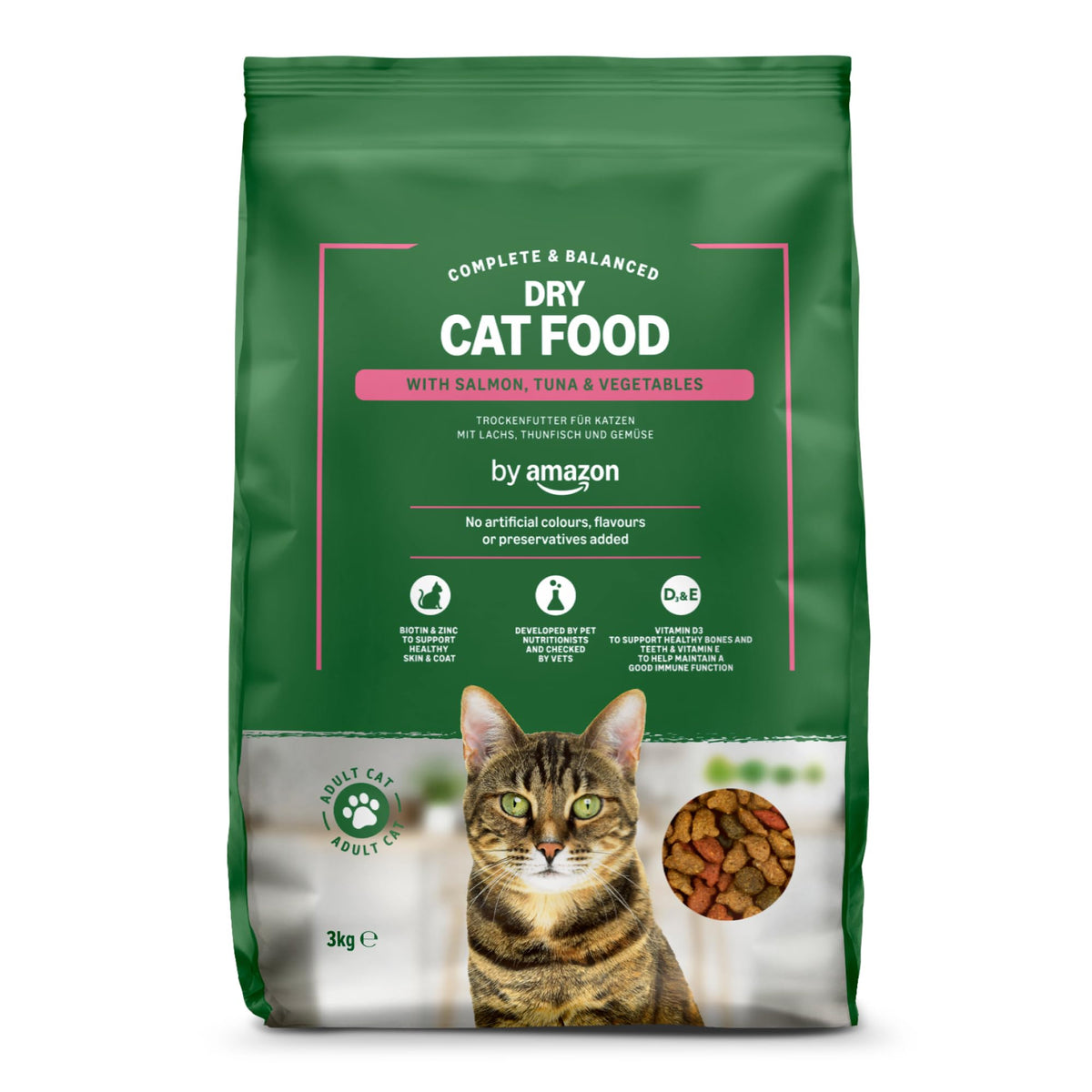 by Amazon - Complete Dry Cat Food with Salmon, Tuna and Vegetables, 2 pack of 3kg