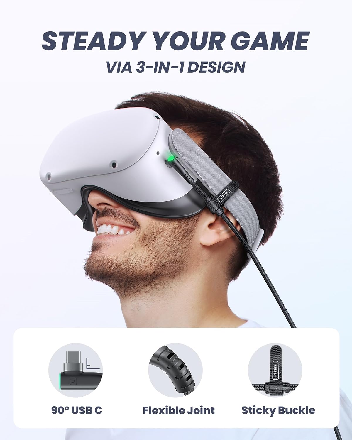 INIU 5m VR Link Cable with Separate Charging Port, USB 3.0 to USB C Cable