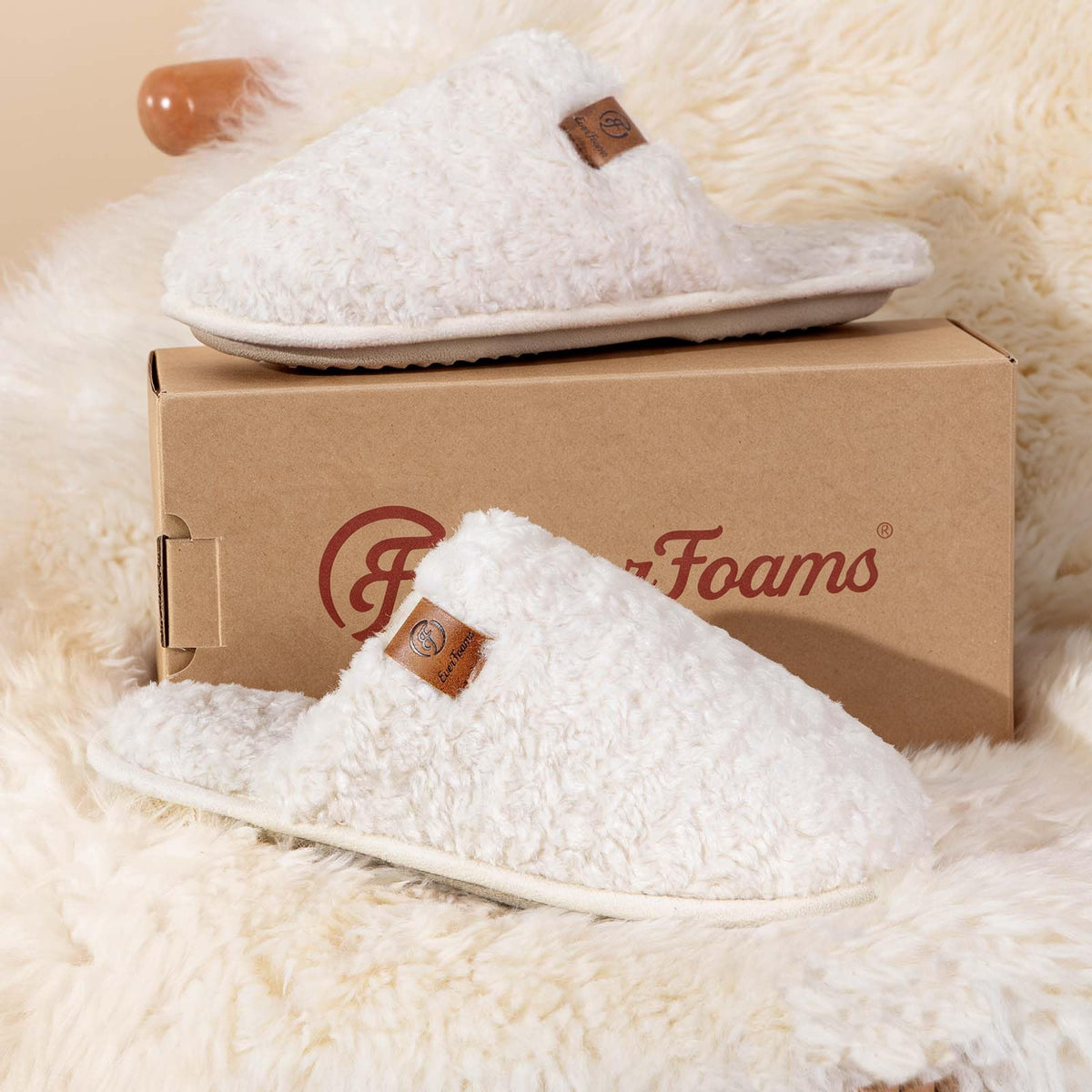 EverFoams Women's Fuzzy Slippers Cosy Memory Foam Indoor Warm House Shoes