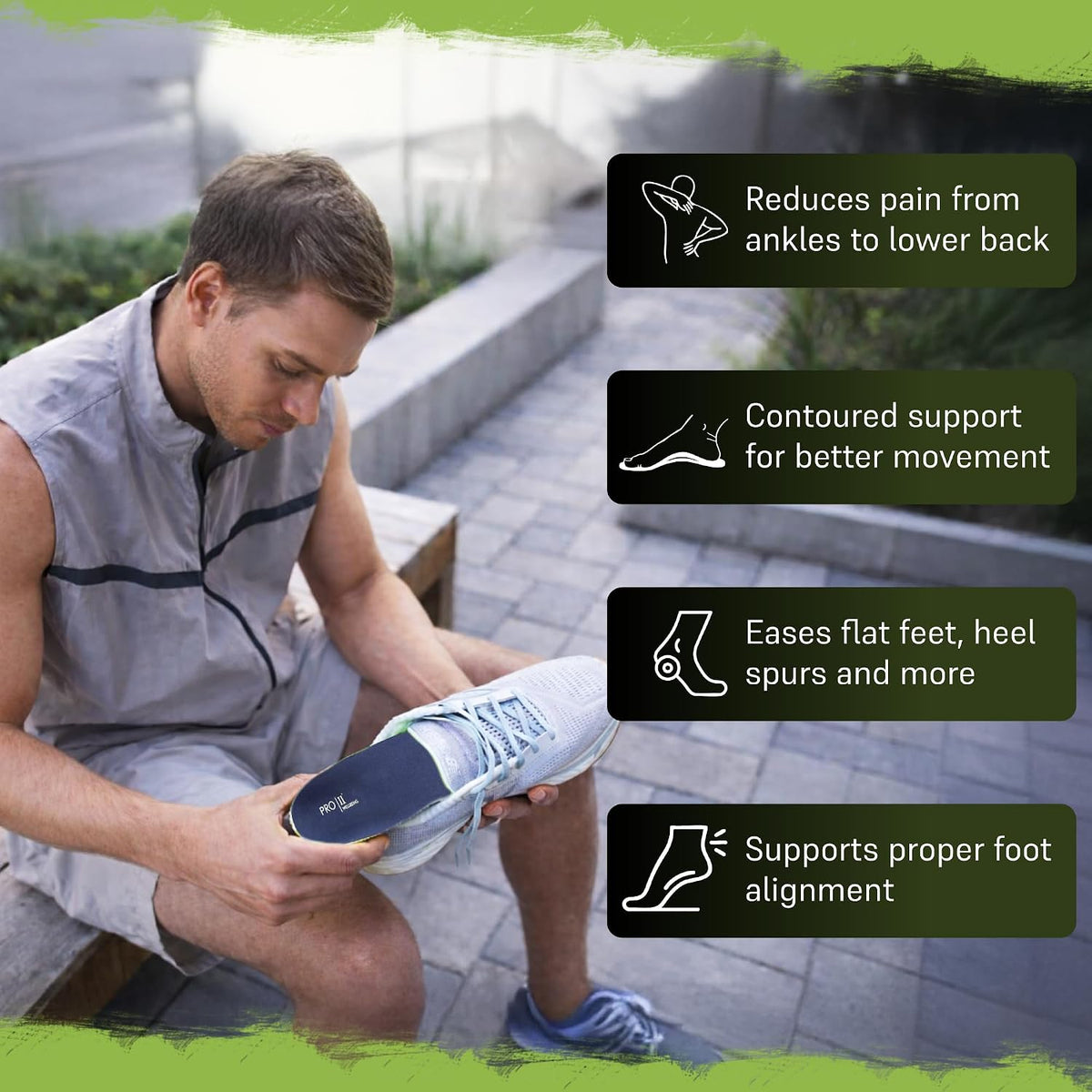 PRO 11 WELLBEING Plantar Series Orthotic Insoles Fallen Arches, Plantar Fasciitis, with Arch Support