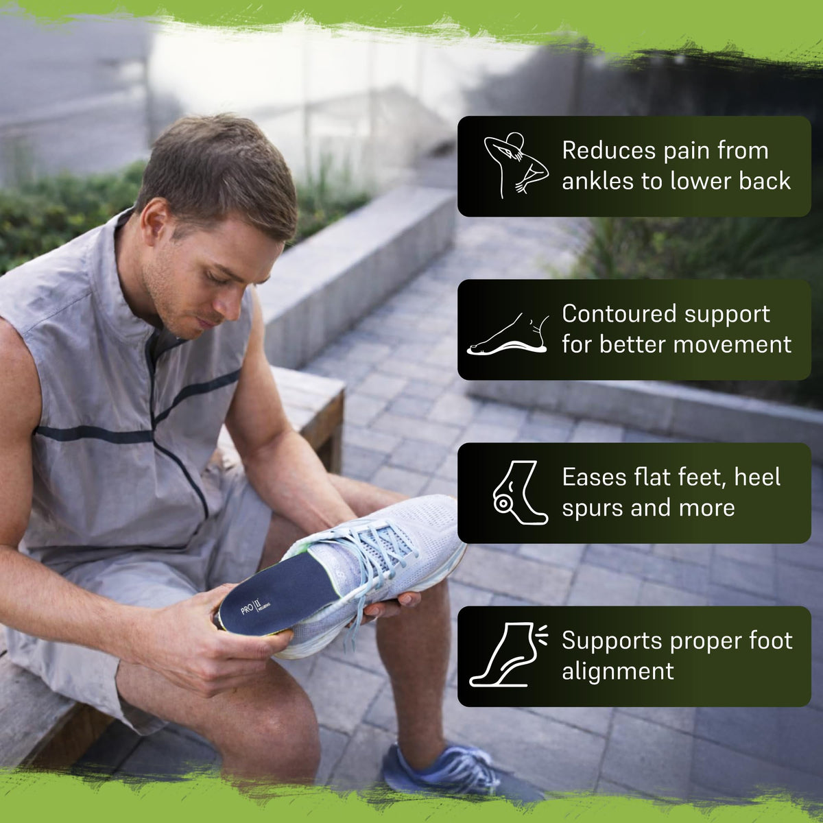 PRO 11 WELLBEING Plantar Series Orthotic Insoles Fallen Arches, Plantar Fasciitis, with Arch Support