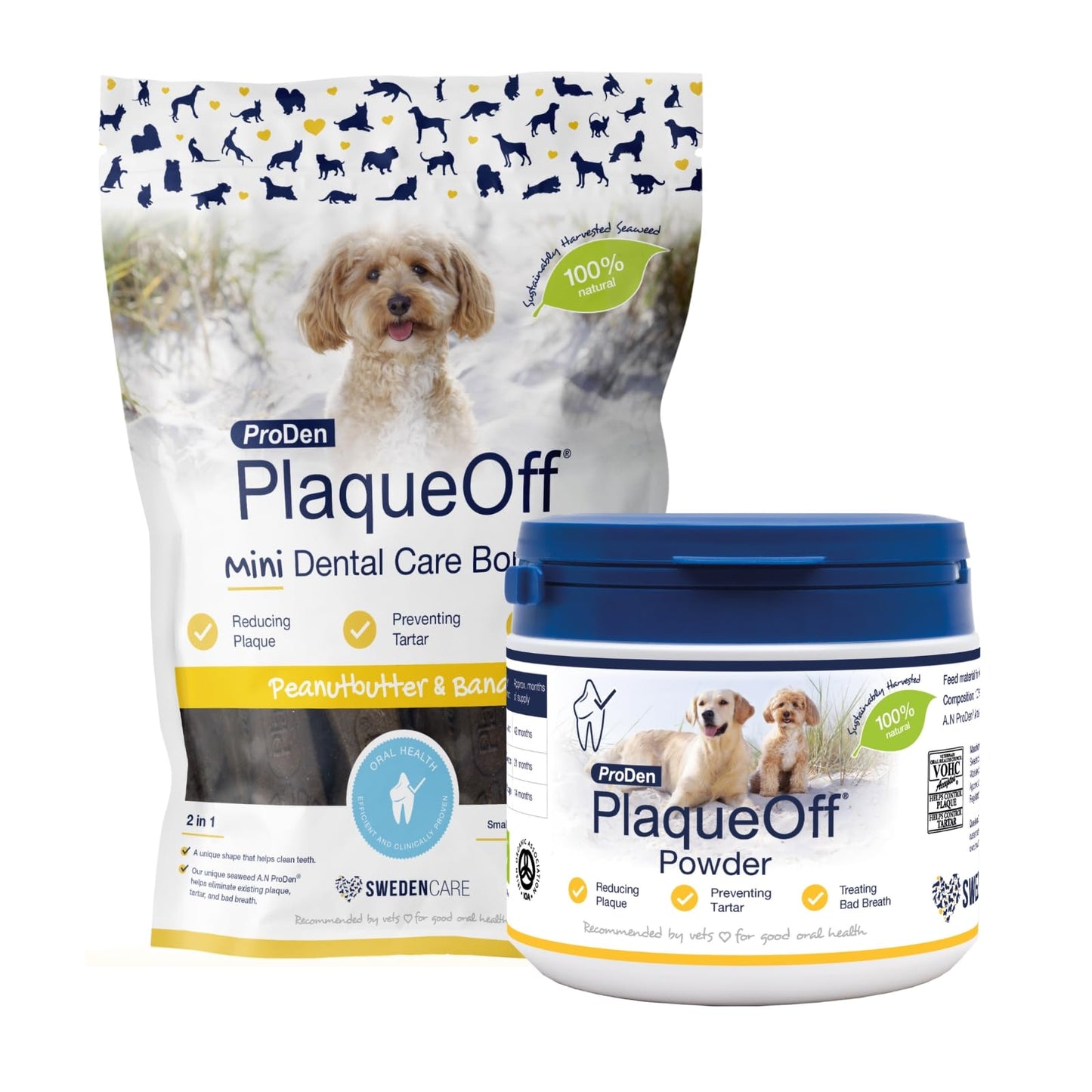 ProDen PlaqueOff Powder for Dogs & Cats, Tartar & Bad Breath Remover 100% Natural Teeth Cleaner and Plaque Remover 60 g