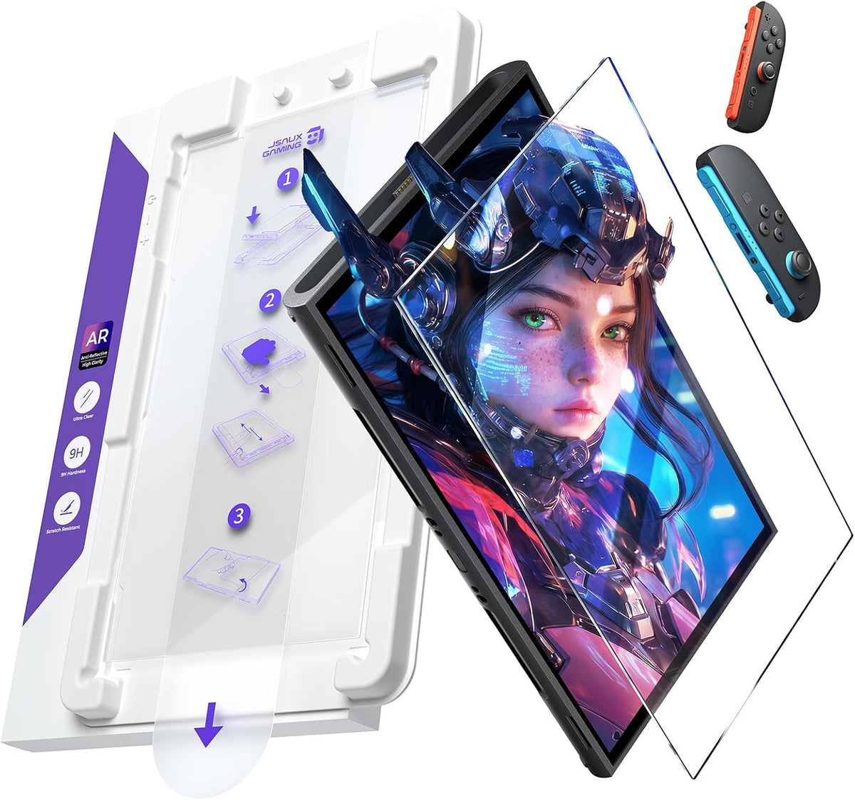 JSAUX Obsidian AR Screen Protector for Nintendo Switch 2,1-Pack