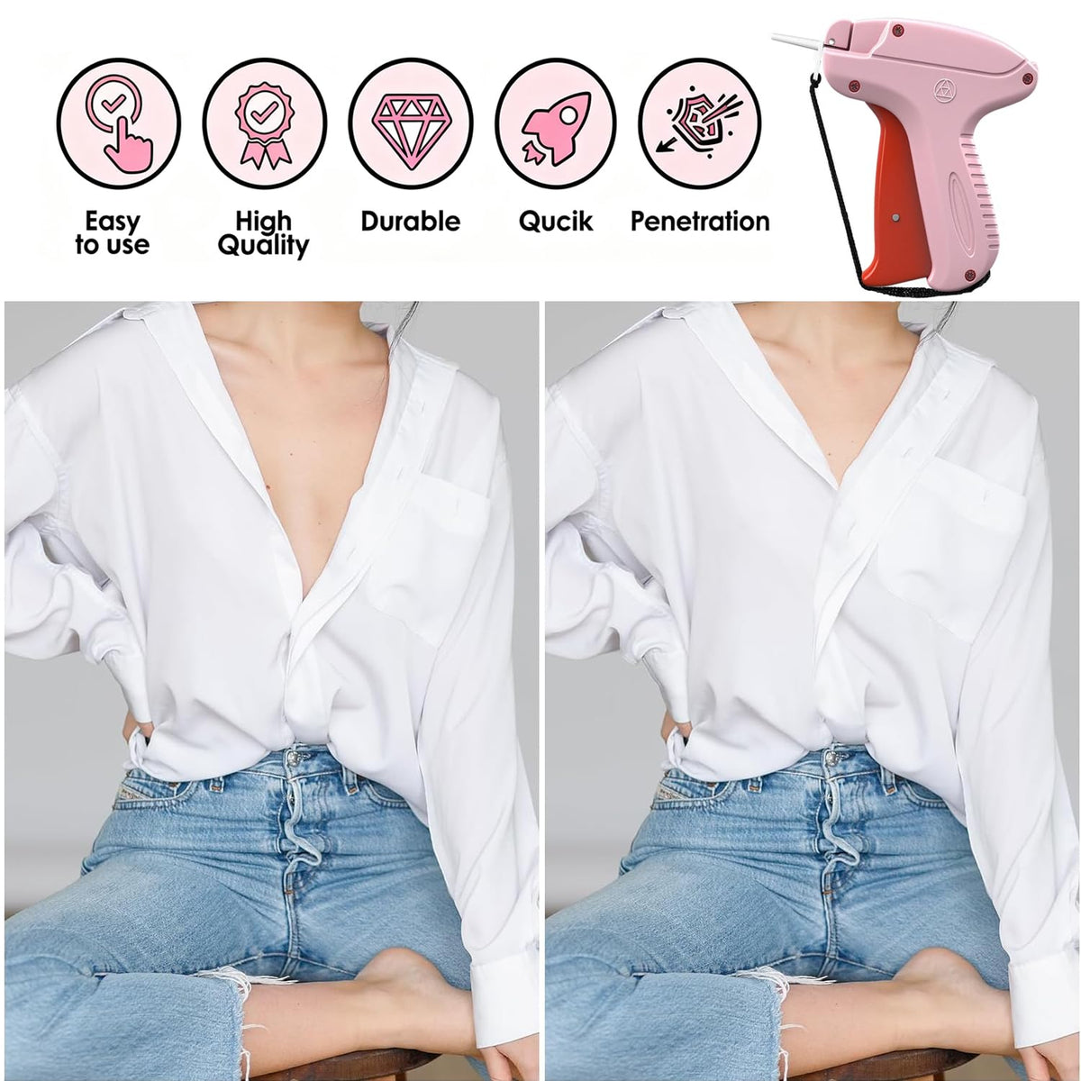 Stitchy Quick Clothing Fixer, Mini Stitch Gun for Clothes, Clothing Stitch Tagging Gun with Case,Stitchy Tool with 6 Needles,1500 Black & 1500 White 5mm Micro Fasteners