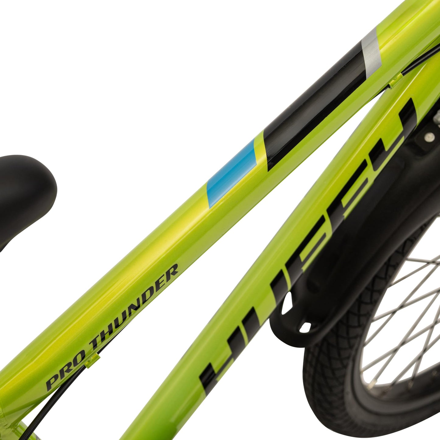 Huffy Pro Thunder Kids Bike 16" with Stabilisers, Bell & Handlebar Pad — Green