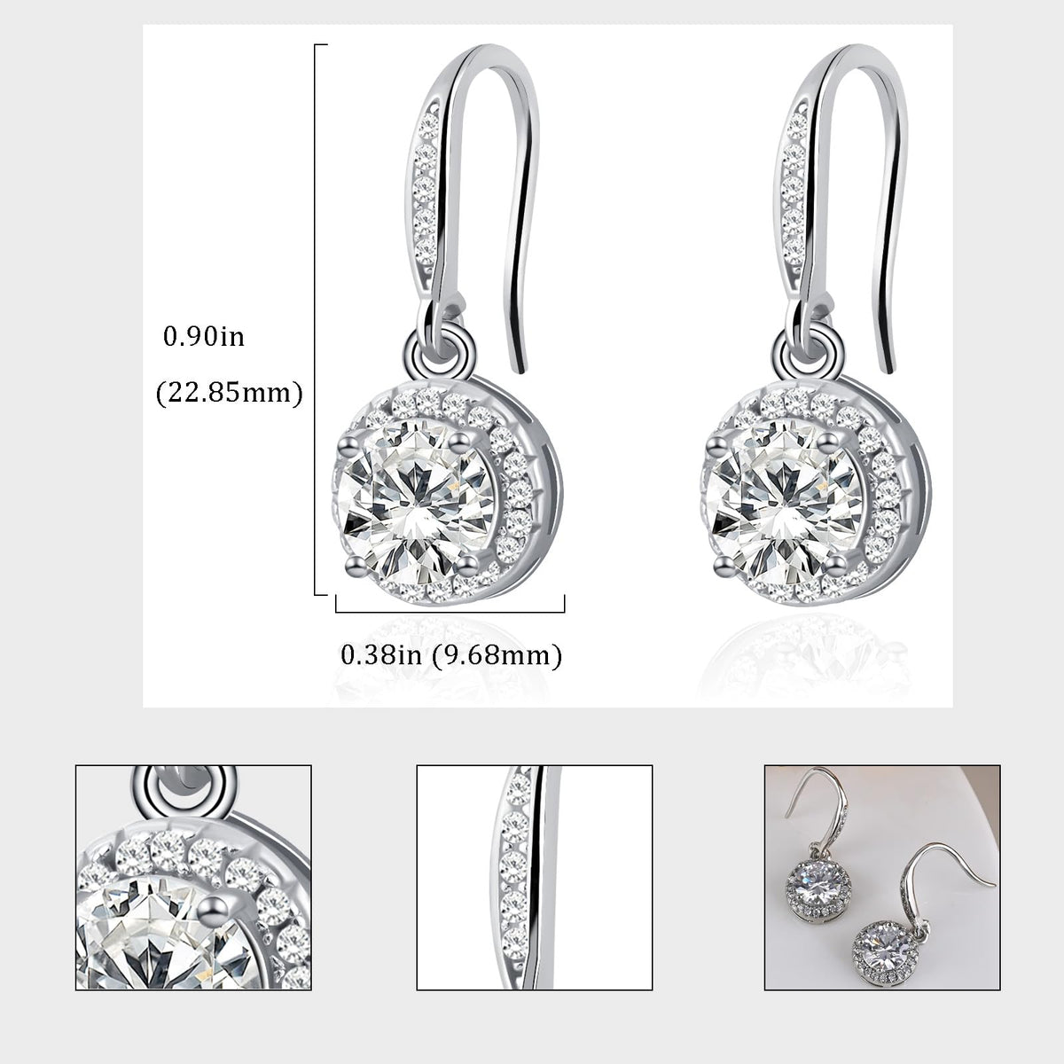 Birthstone Drop Earrings for Women, Silver Plated Dangle Earrings