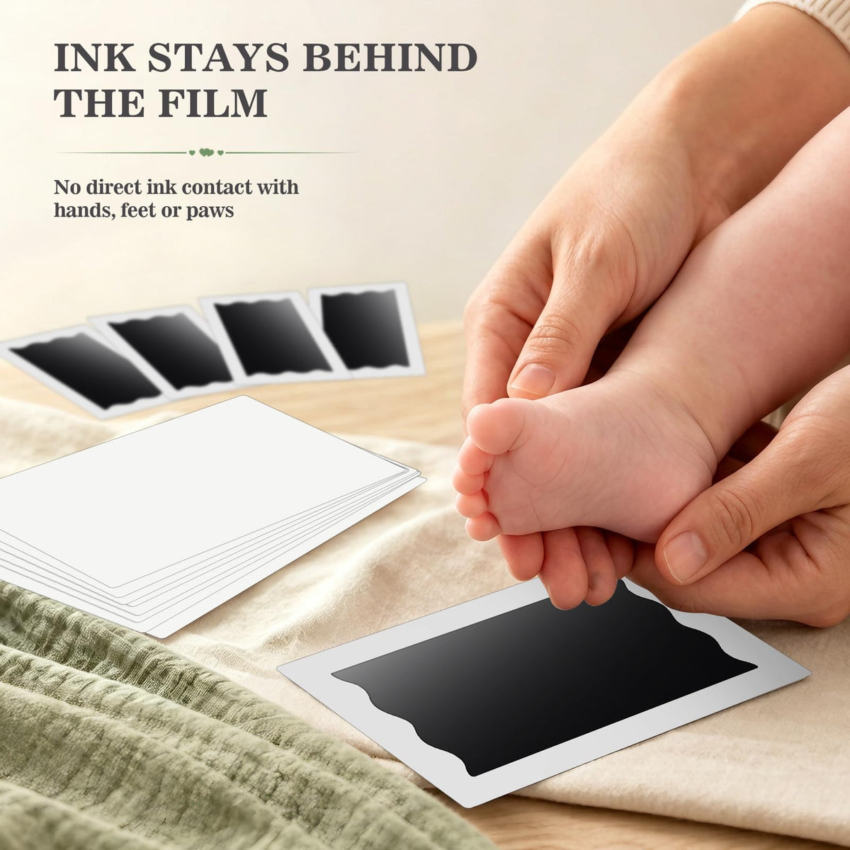 Nabance Baby Hand and Footprint Kit, 3 Inkless Print Pads, 6 Imprint Cards