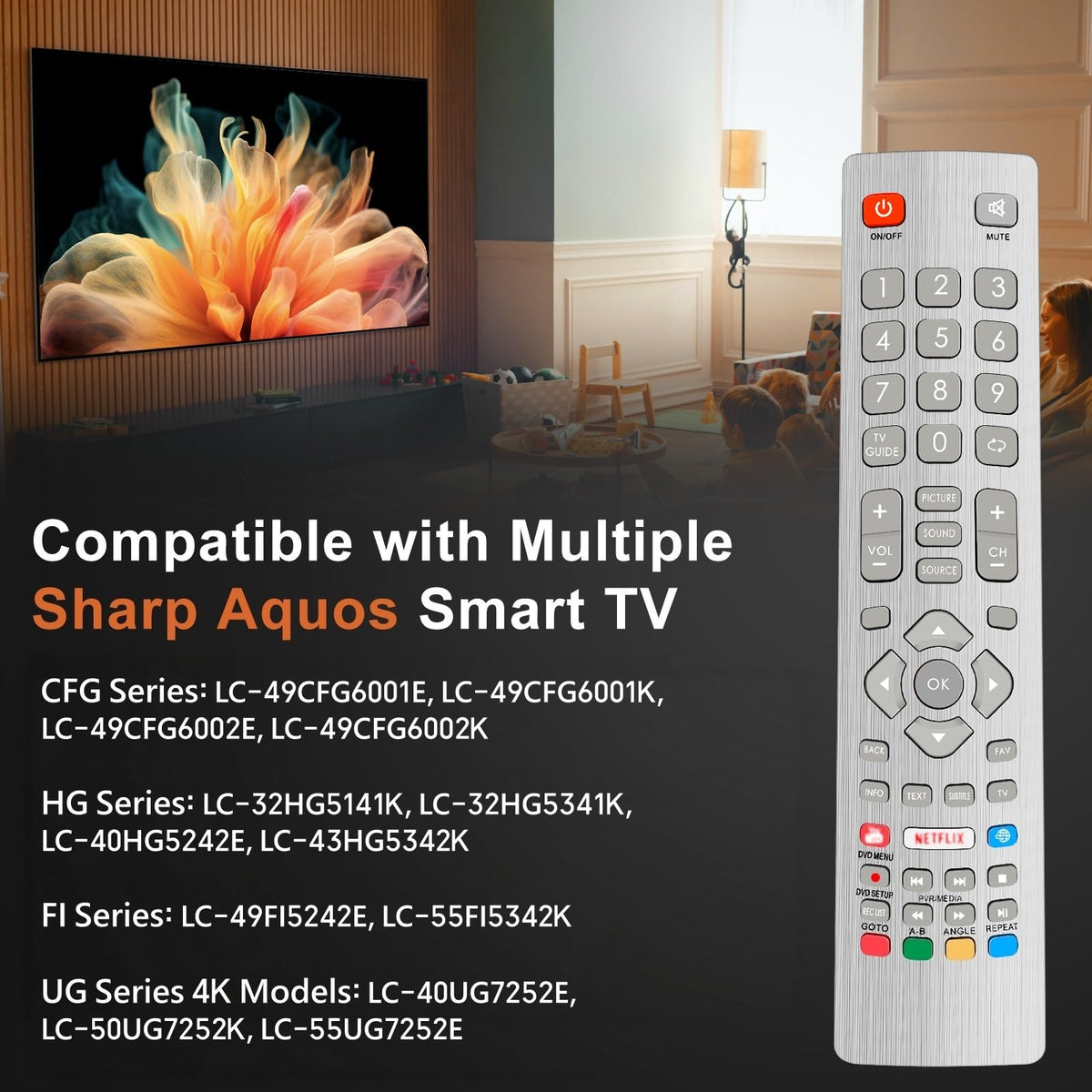 Hisense TV Remote Control, Universal Remote Control Replacement for Hisense VIDAA 4K UHD Smart TV with 12 Shortcut Buttons, No Setup Required