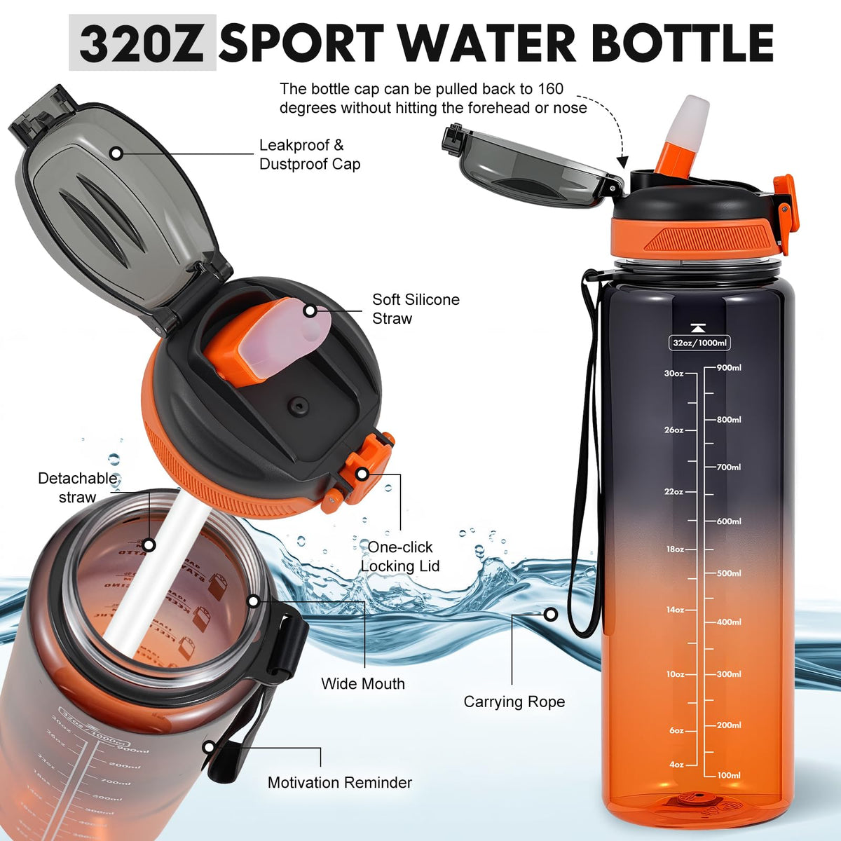 SEASEVEN Flat Water Bottle 750ML for Gym,School Office(Flat Pink)