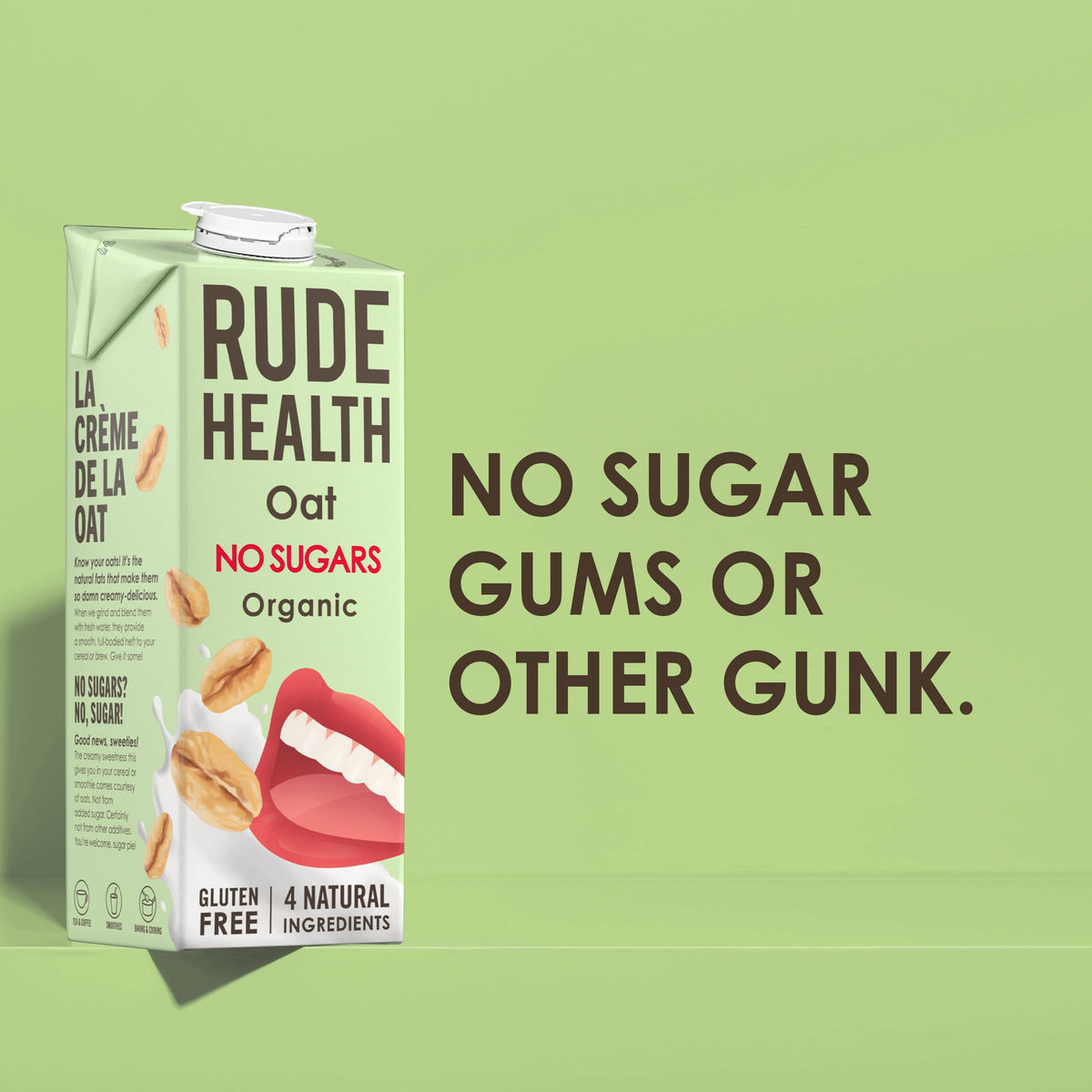 Rude Health 6 x 1 Litre Organic Oat Dairy-Alt Milk, 100% Natural Organic Drink, Lactose Free, Dairy Free & Gluten-Free, No Added Sugar, Award-Winning, Healthy & Vegan, 100% Recyclable Packaging