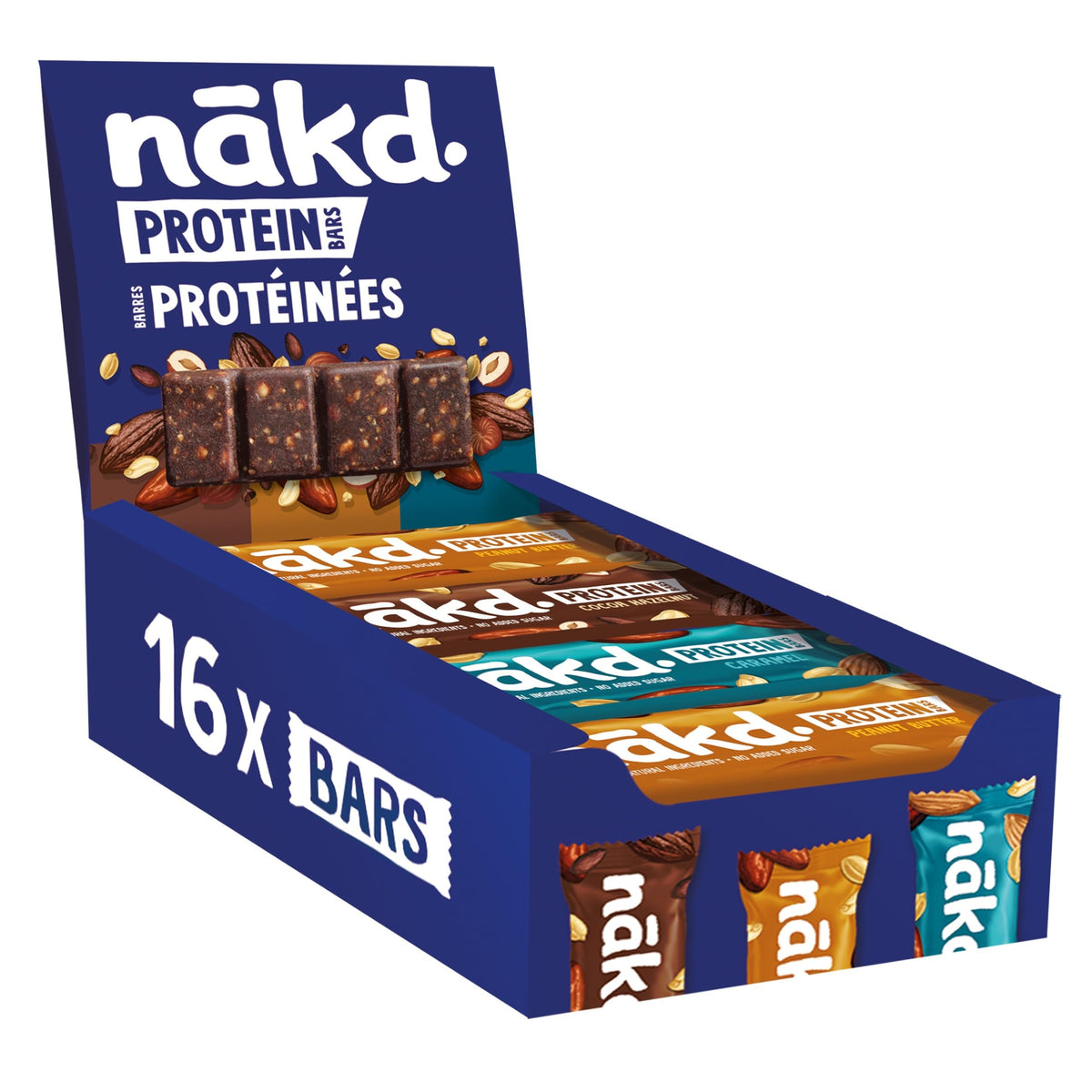 Nakd Cocoa Hazelnut Protein Bar - Vegan - Gluten Free - Healthy Snack, 45g (Pack of 16 bars)