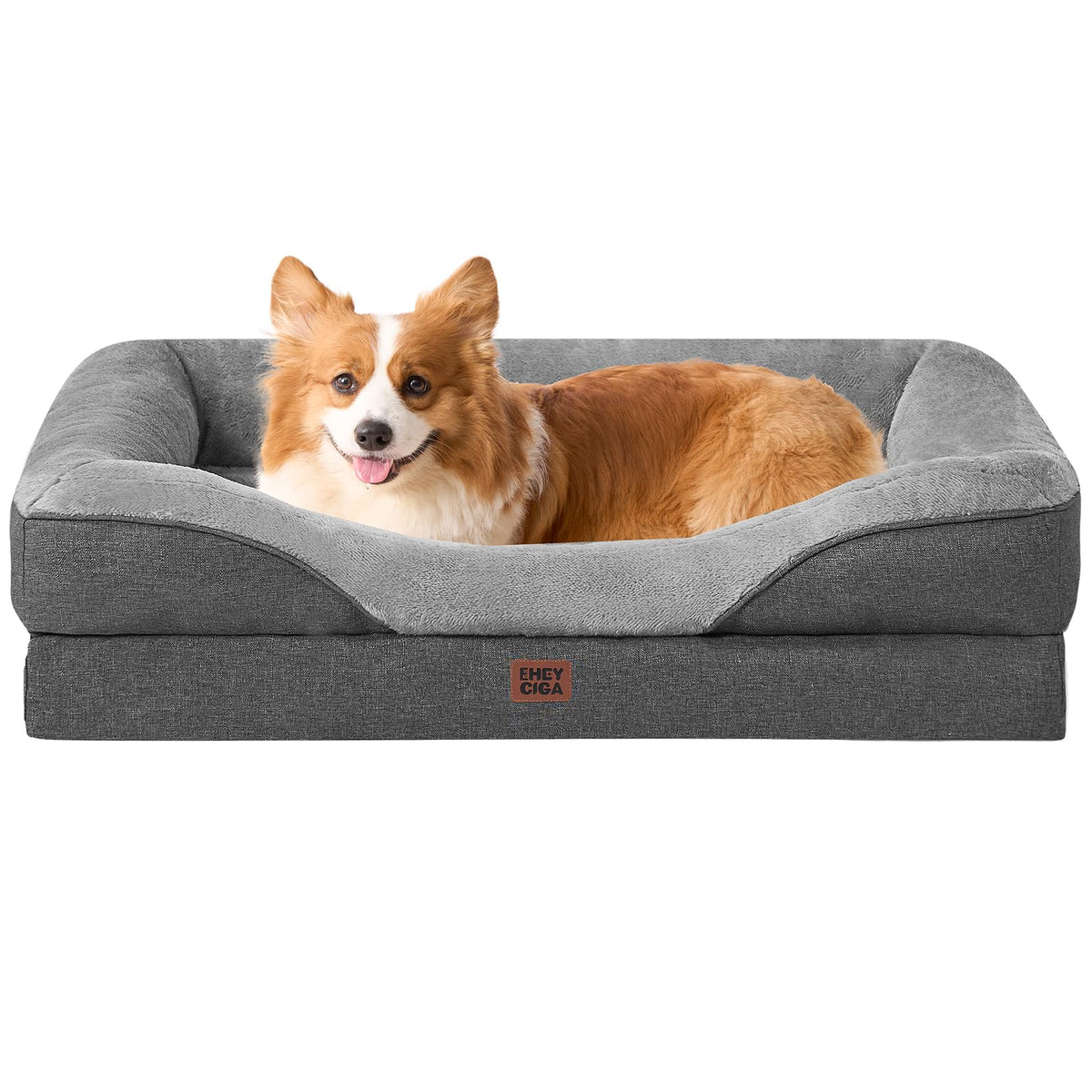 EHEYCIGA Memory Foam Orthopedic Dog Beds Large, 91x68x17cm, Dark Grey