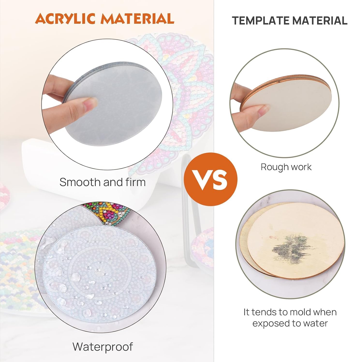 8 Pcs Flowers Diamond Art Coasters Kits for Adults Begainners,Full Drill Diamond Painting Coasters Kit with Holder,DIY Gem Painting Craft Kits for Adults Supplies Gift (Flowers).