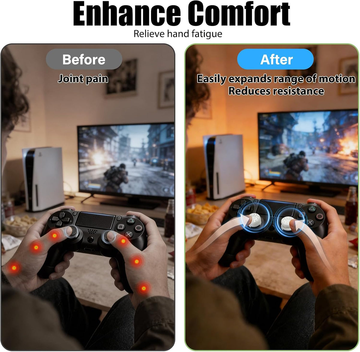 FPS White Thumb Grips for PS4 PS5 Controller Thumbsticks Thumb Stick