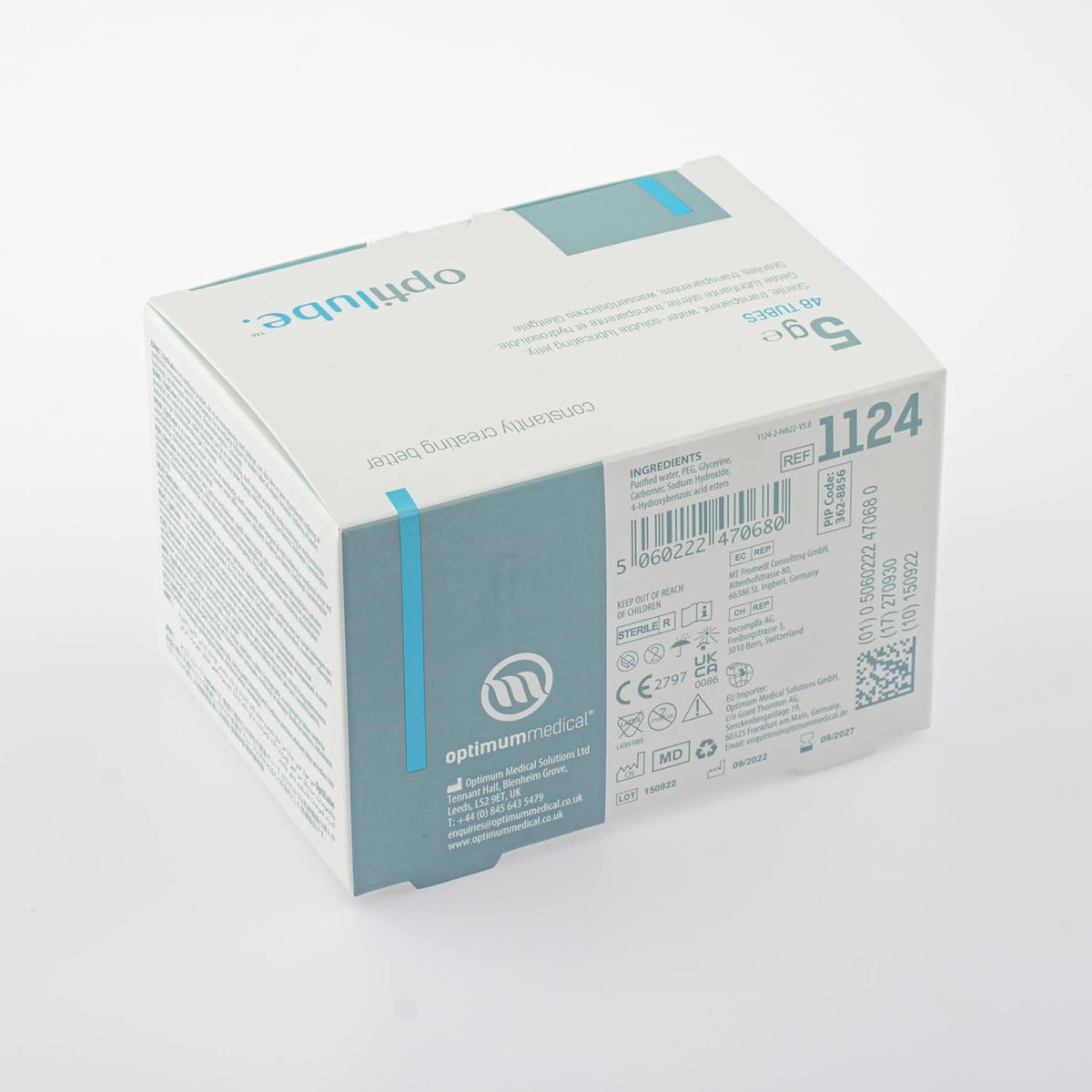 OptiLube Tubes - Sterile Lubricating Jelly for Insertion of Medical Devices in 5g, 42g, 82g, and 113g Tubes, Water Soluble Lubricant with Easy-to-Use Flip Cap (5g x 48)